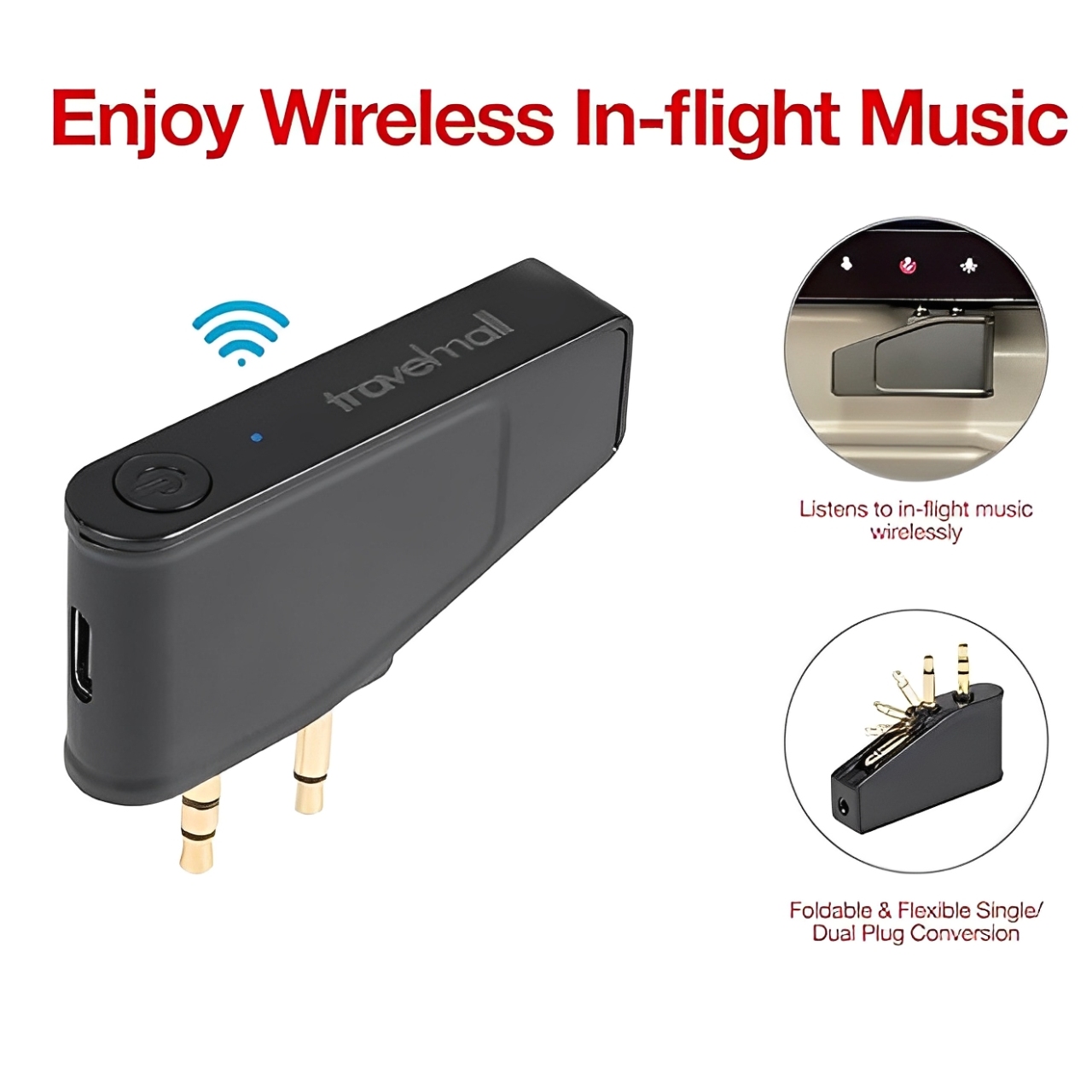 Bộ chuyển đổi Bluetooth giắc cắm tai nghe chuyên nghiệp 2 trong 1 - in logo thumbnail 4