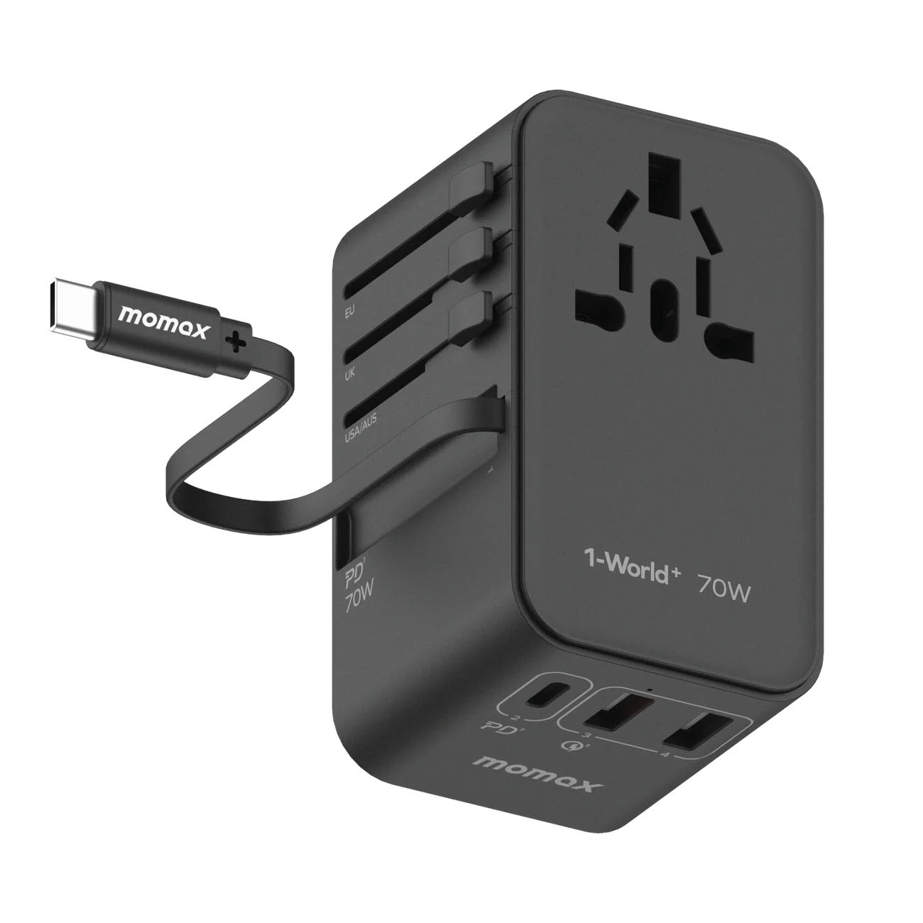 Bộ chuyển đổi du lịch GaN 70W có cáp tích hợp - in logo thumbnail 2