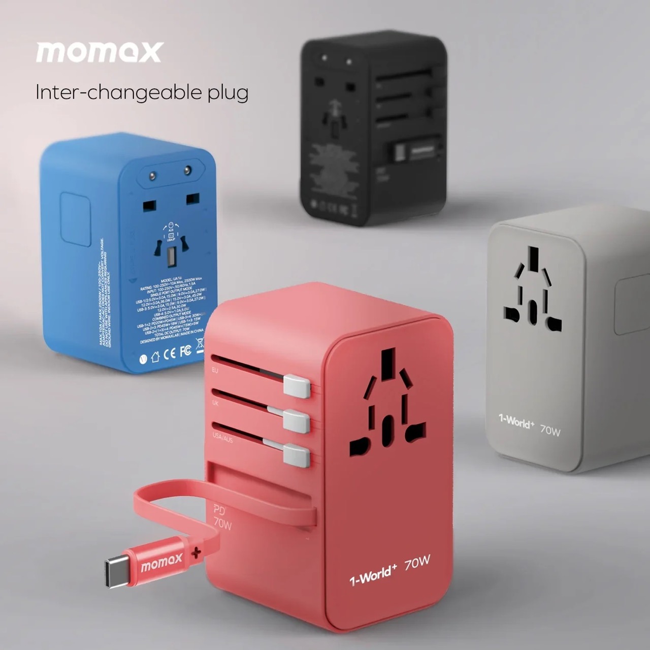Bộ chuyển đổi du lịch GaN 70W có cáp tích hợp - in logo thumbnail 4