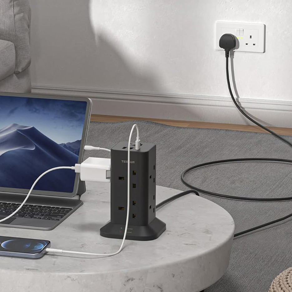 Phần mở rộng ổ cắm Tower 8 ổ cắm với 2 cổng USB-A & 1 USB-C - in logo thumbnail 2