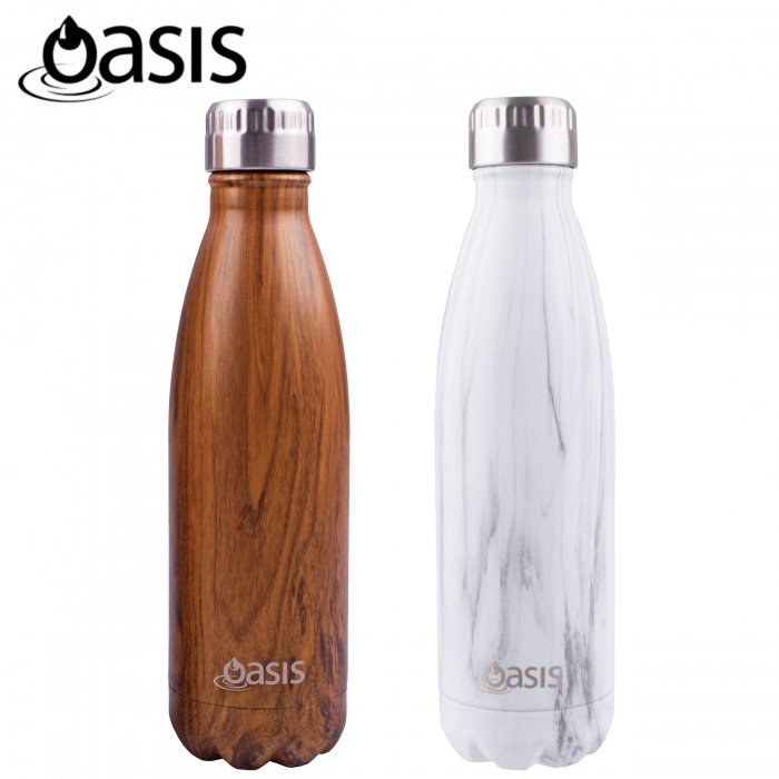 Marble & Teak Insulated Bottle (500ml) - in logo