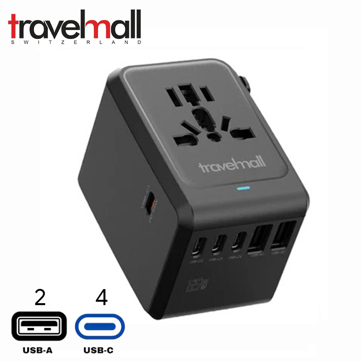 GaN 65W PD High Performance Worldwide Travel Adaptor - custom logo