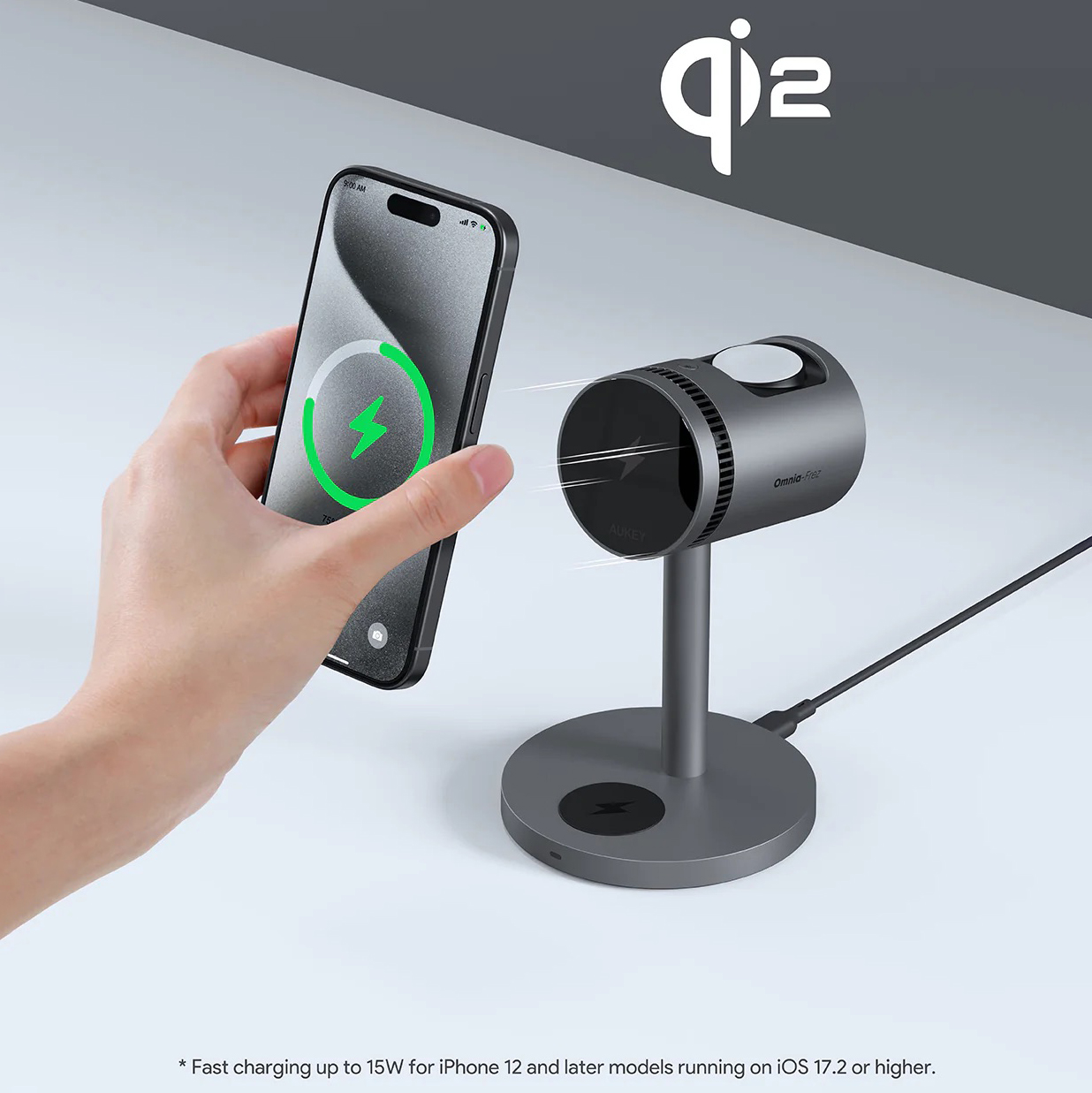 Bộ sạc không dây 3 trong 1 MagFusion với tính năng làm mát chủ động Qi2 - in logo thumbnail 4