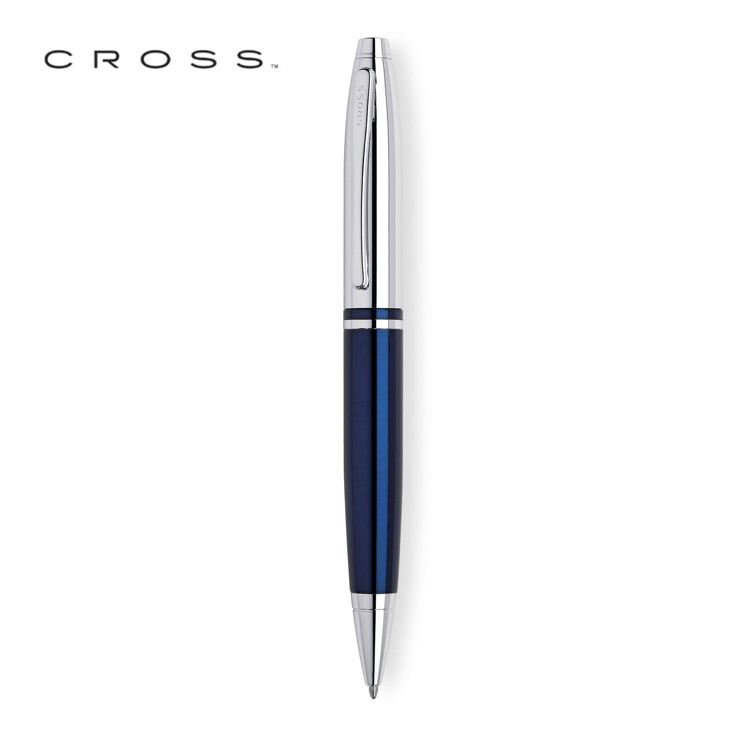 Calais Collection - Chrome Blue Lacquer Ballpoint - in logo
