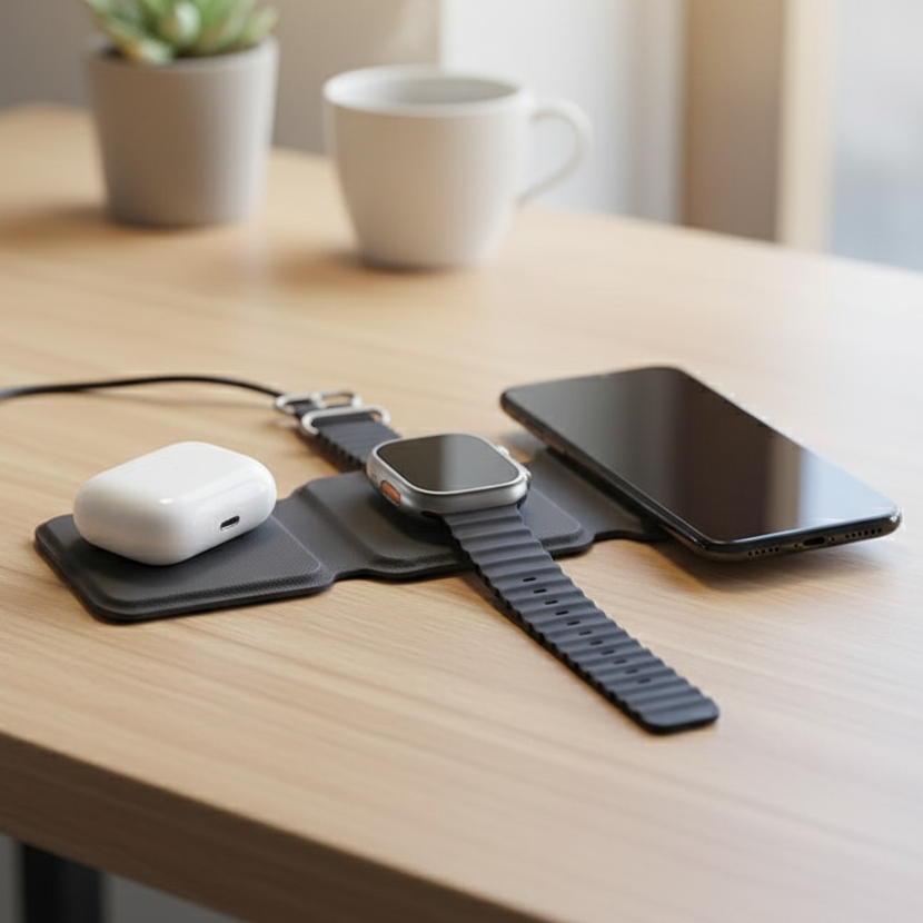 Đế Sạc Không Dây Gấp Gọn 3 trong 1 - in logo thumbnail 2