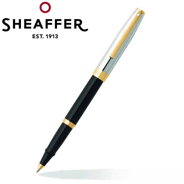 Sagaris - Gloss Black Barrel With Gold Tone Trim Rollerball Pen - in logo
