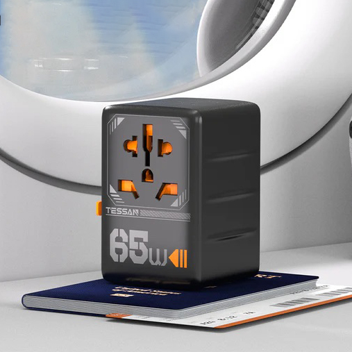 Ổ cắm du lịch quốc tế 65W kèm 2 cổng sạc USB C & 2 USB A - in logo thumbnail 4