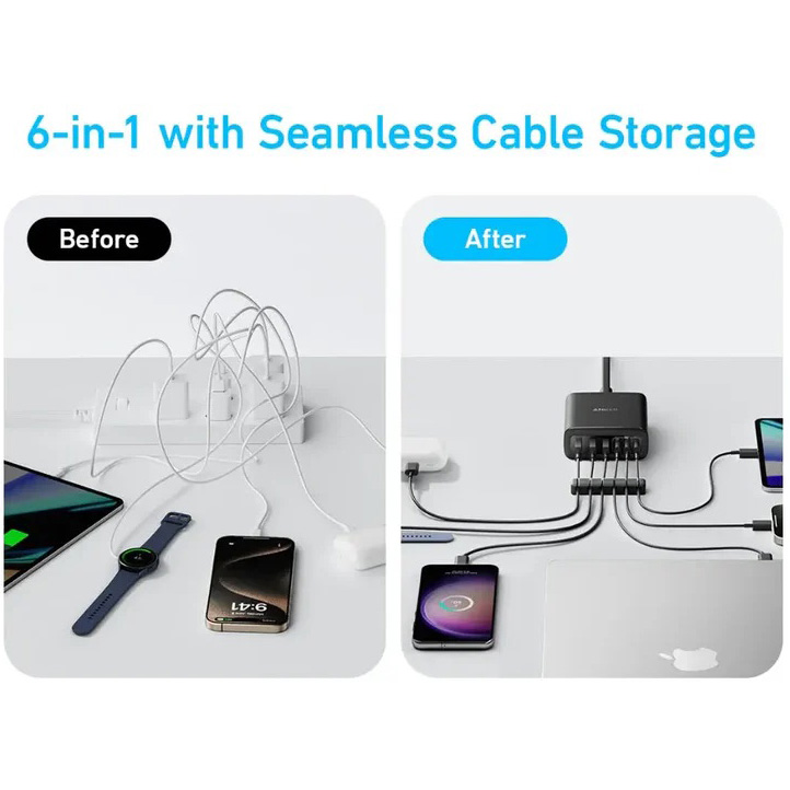 Bộ sạc Gan 112W có 6 cổng (3 x USB-C & 3 x USB-A) - in logo thumbnail 4