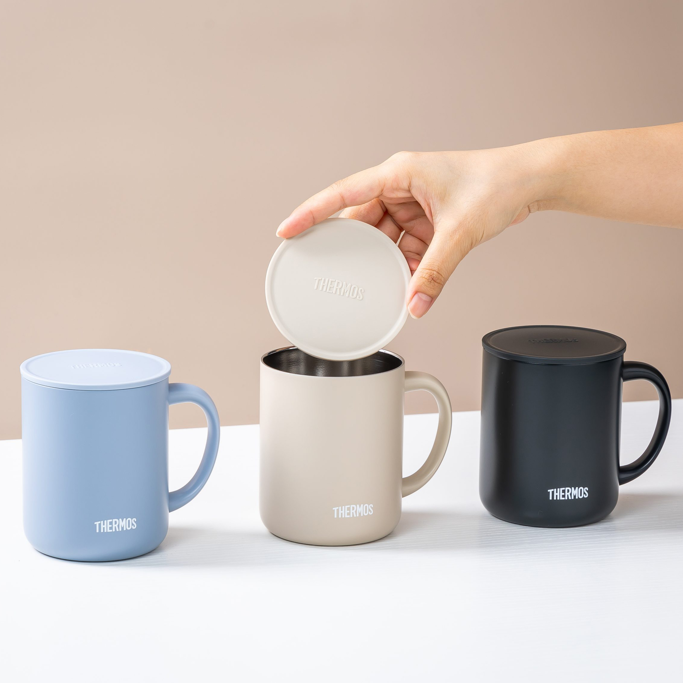 Cốc cách nhiệt chân không 450ml có tay cầm và nắp - in logo thumbnail 2