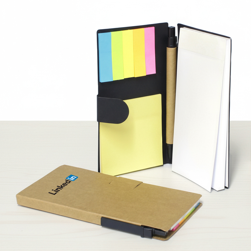 Eco-Friendly Notepad Set with Colour Tabs and Pen - custom logo - Image 1