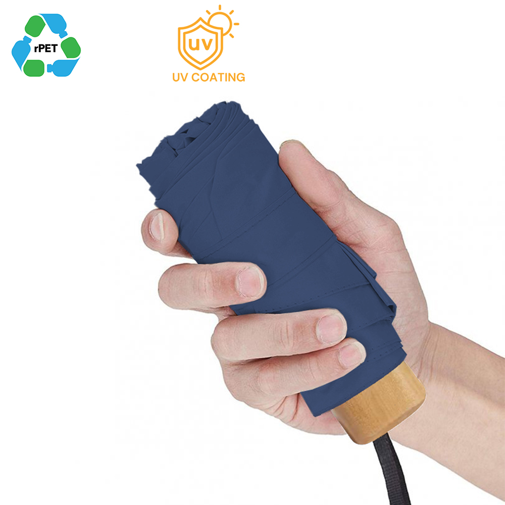 19'' Compact Lightweight RPET Umbrella (with UV Coating & Bamboo Handle) - custom logo - Image 1