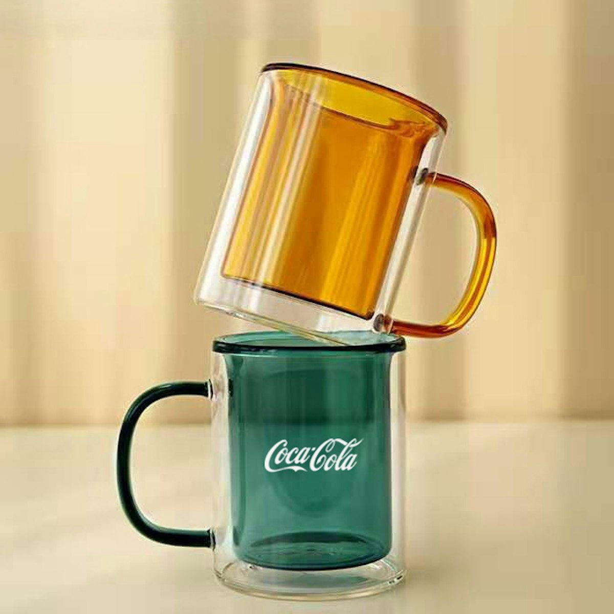 300ml Prism Double Wall Glass Mug - in logo
