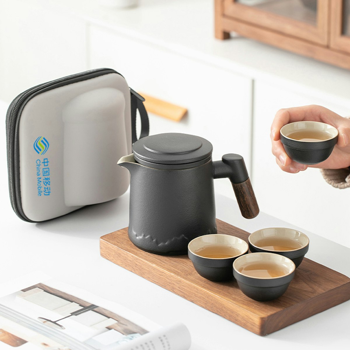 Scenic Tea Set - custom logo