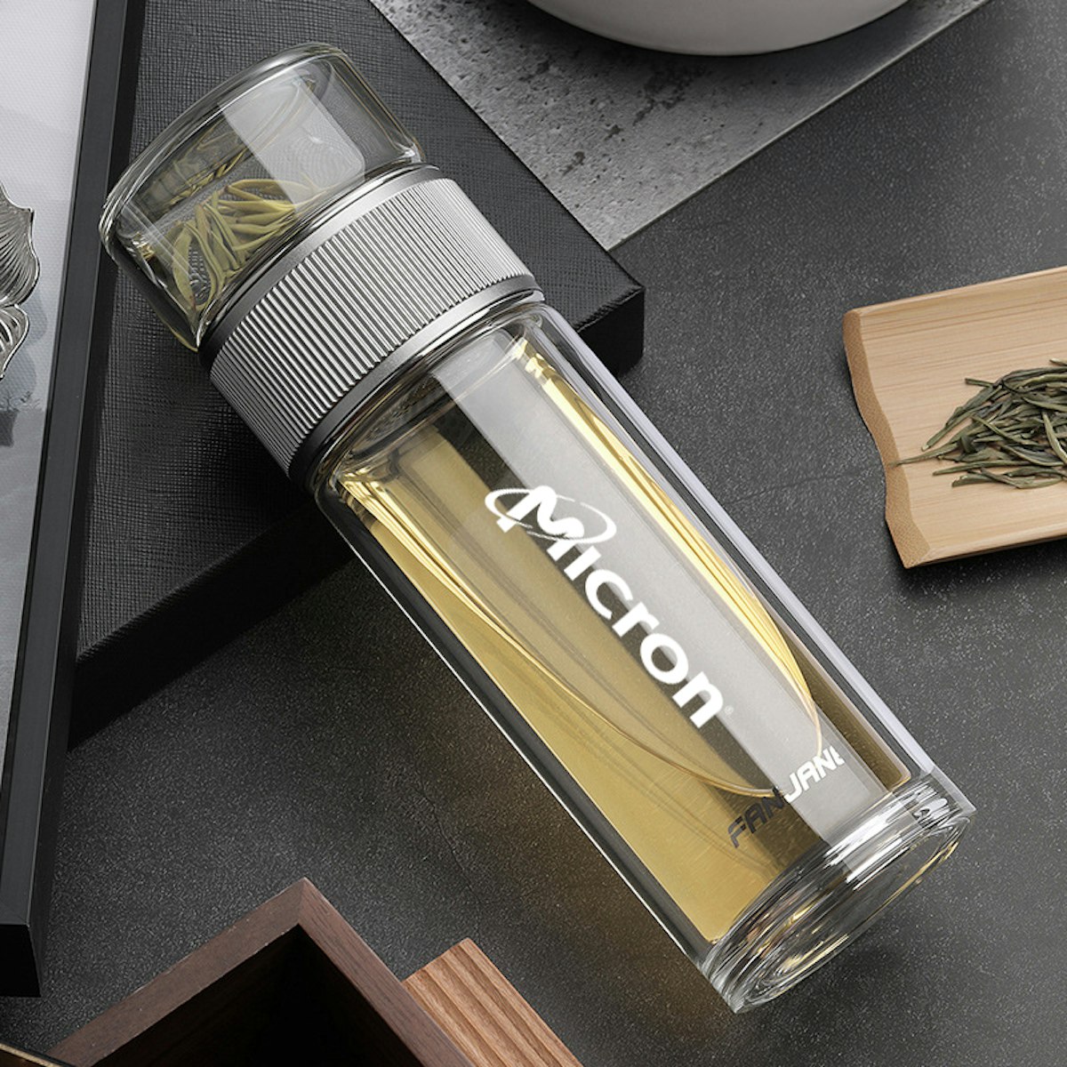350ml Gear Double Wall Flask with Tea Infuser Lid - in logo
