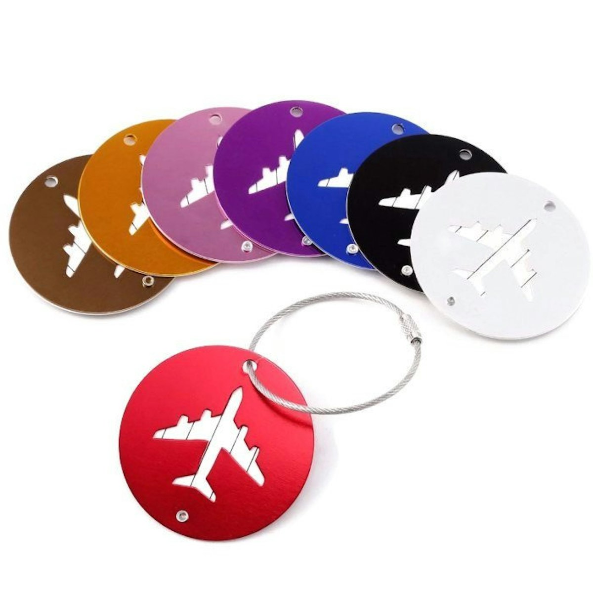 Round Aluminium Luggage Tag - in logo