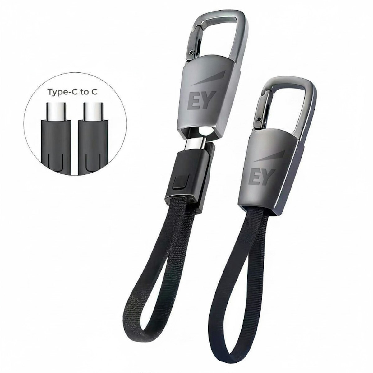 ClipCharge Cable with Carabiner (Type C -to-Type C) - in logo