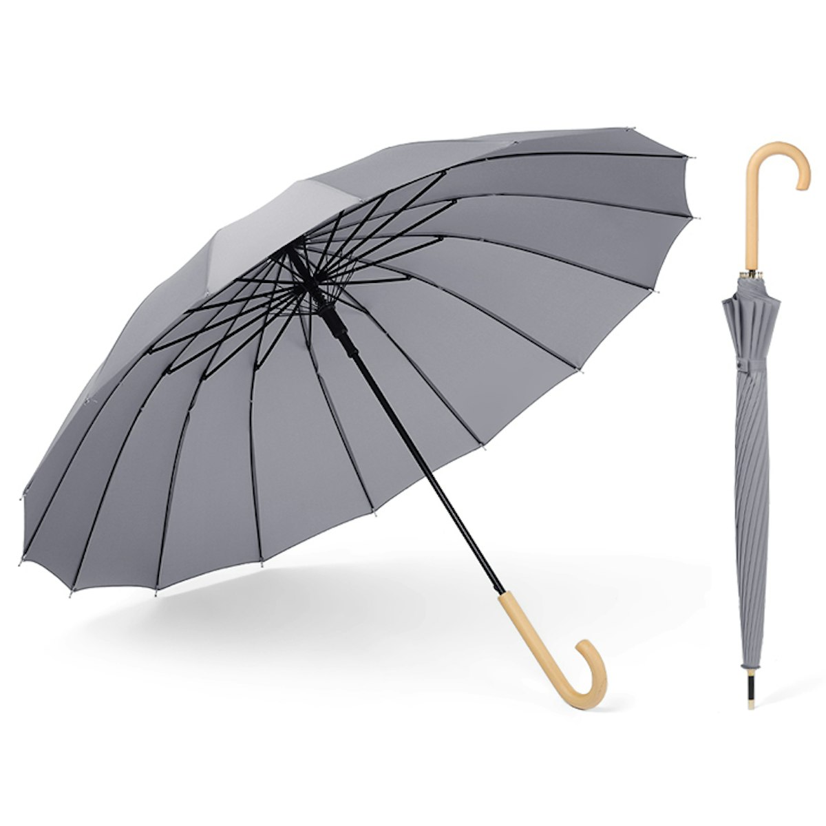 23'' Urban Umbrella with Wooden Handle - in logo