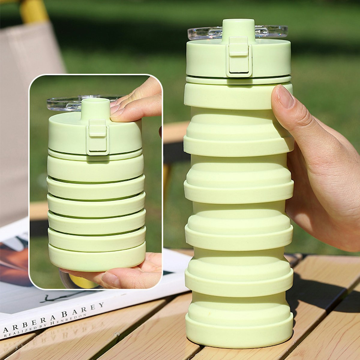 500ml Silicone Collapsible Water Bottle - in logo