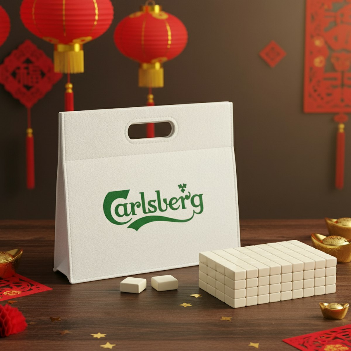 Mini Mahjong Set in Felt Bag - custom logo