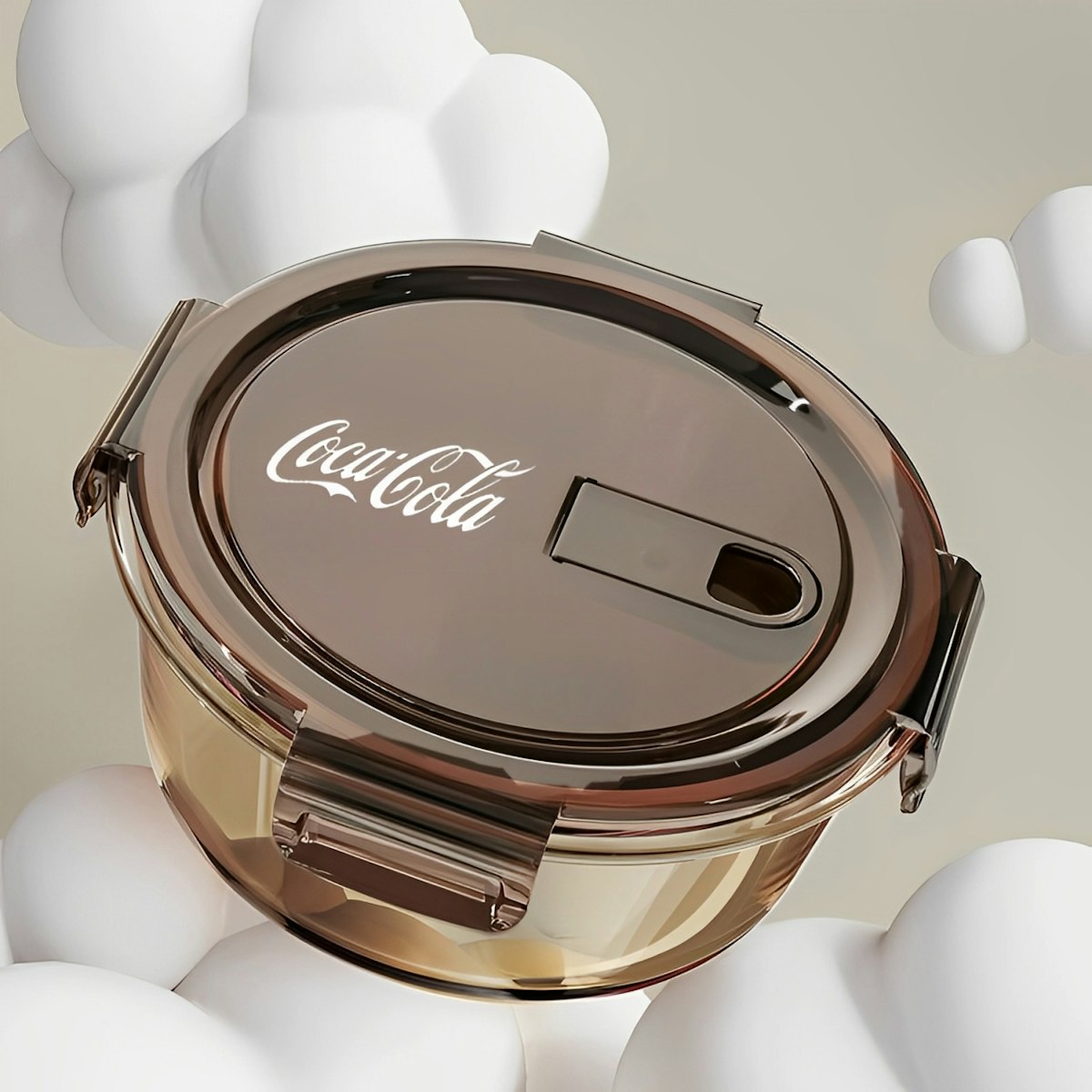 1.05L Amber Round Glass Lunch Box - in logo