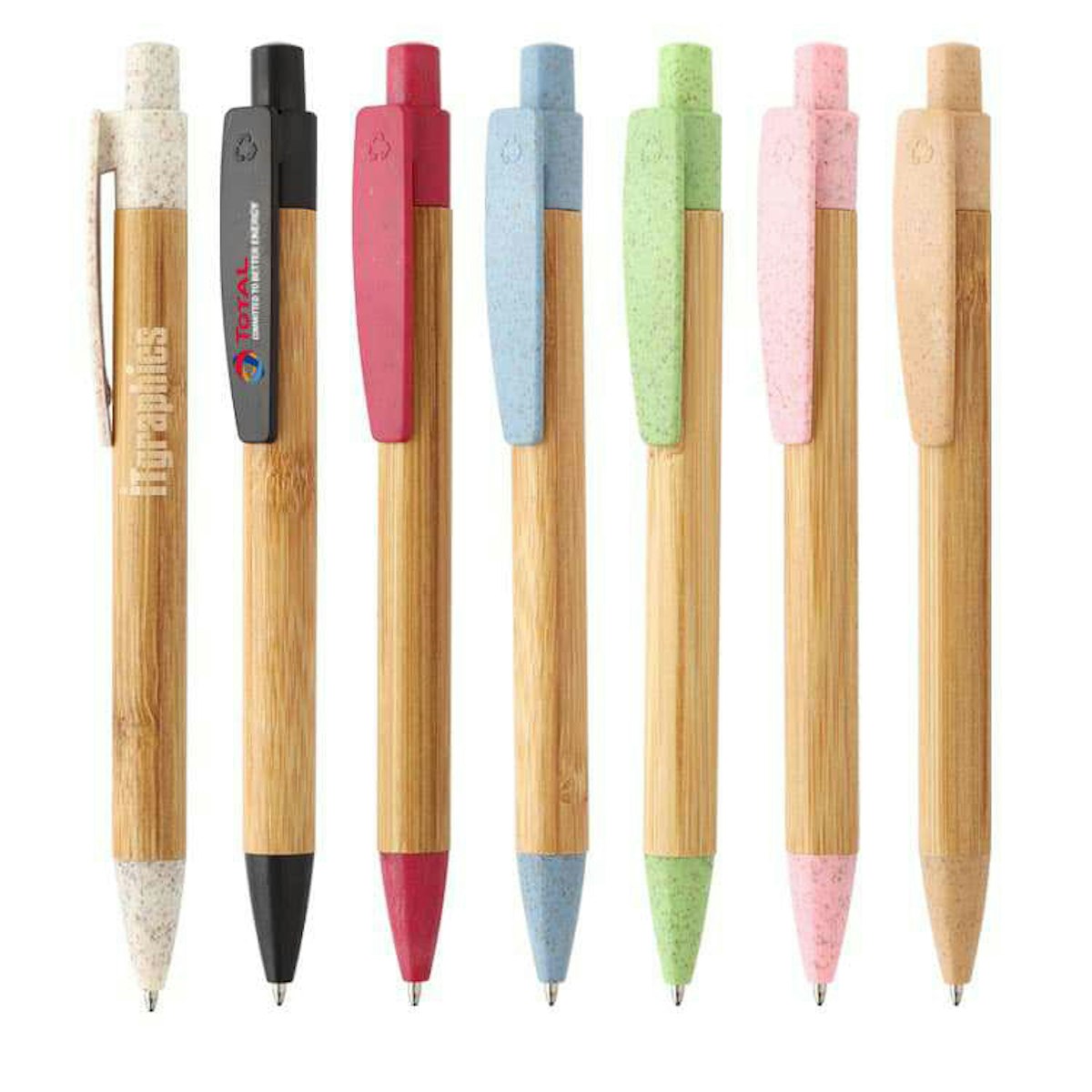 Wheat Straw and Bamboo Ballpen (Click-to-Write) - in logo