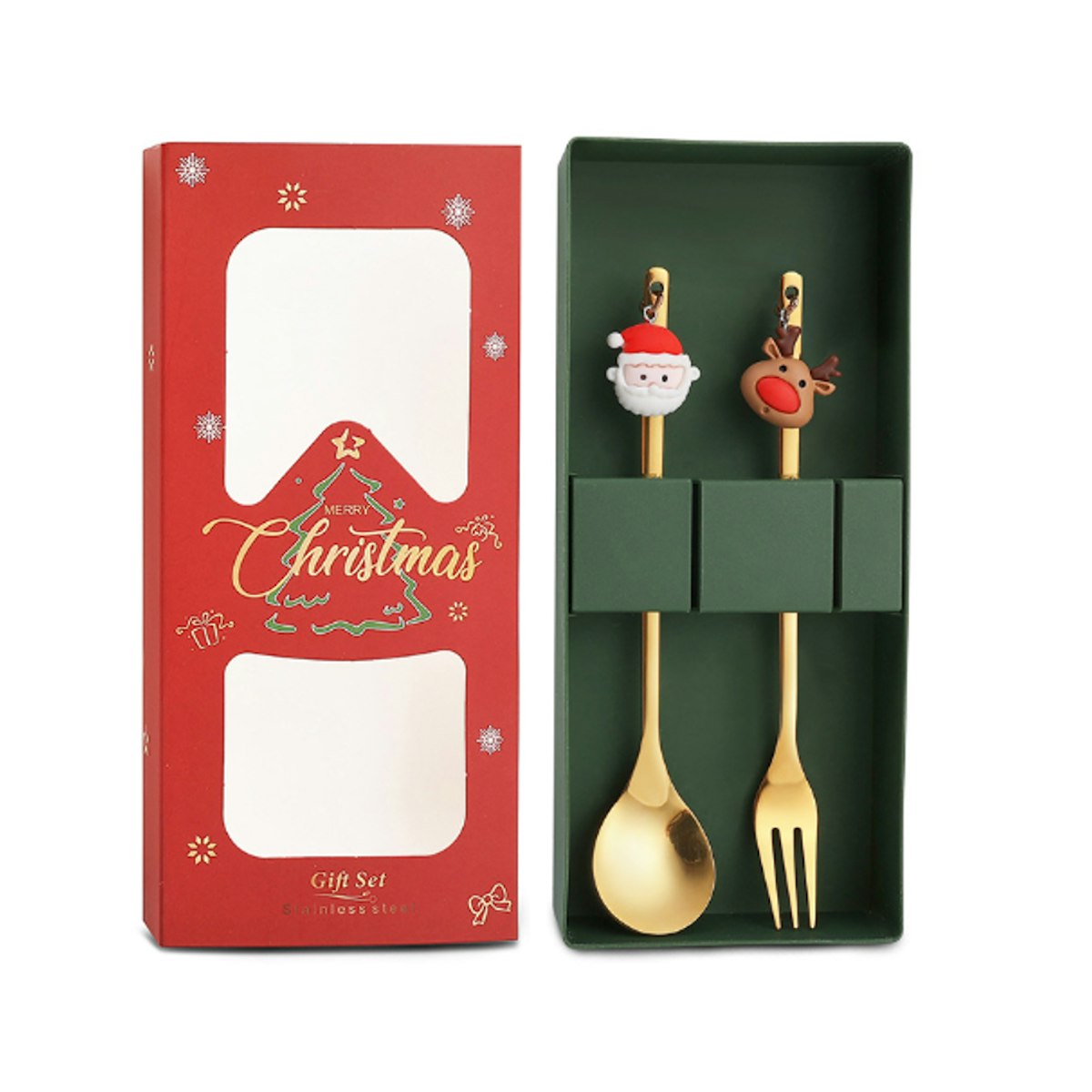 set of christmas cutlery in gift box - custom logo