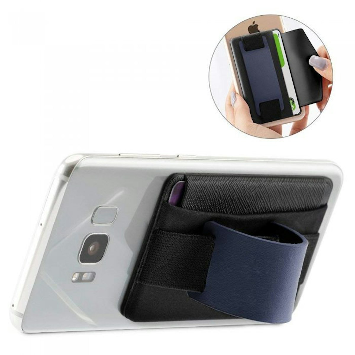 phone grip card holder with phone stand and card slots - custom logo