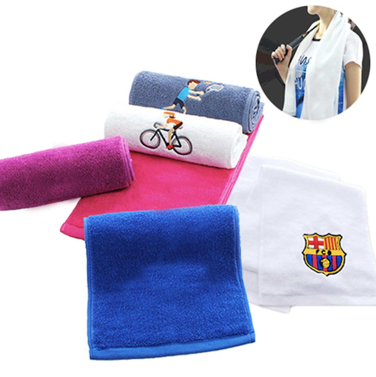 Extra Long Cotton Sports Towel - custom logo