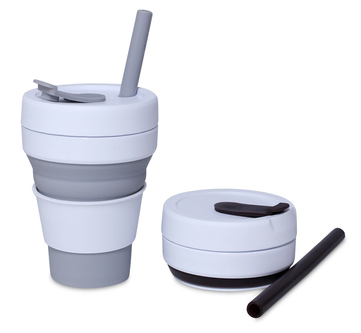 355ml Collapsible Pocket Mug with Silicone Straw - custom logo