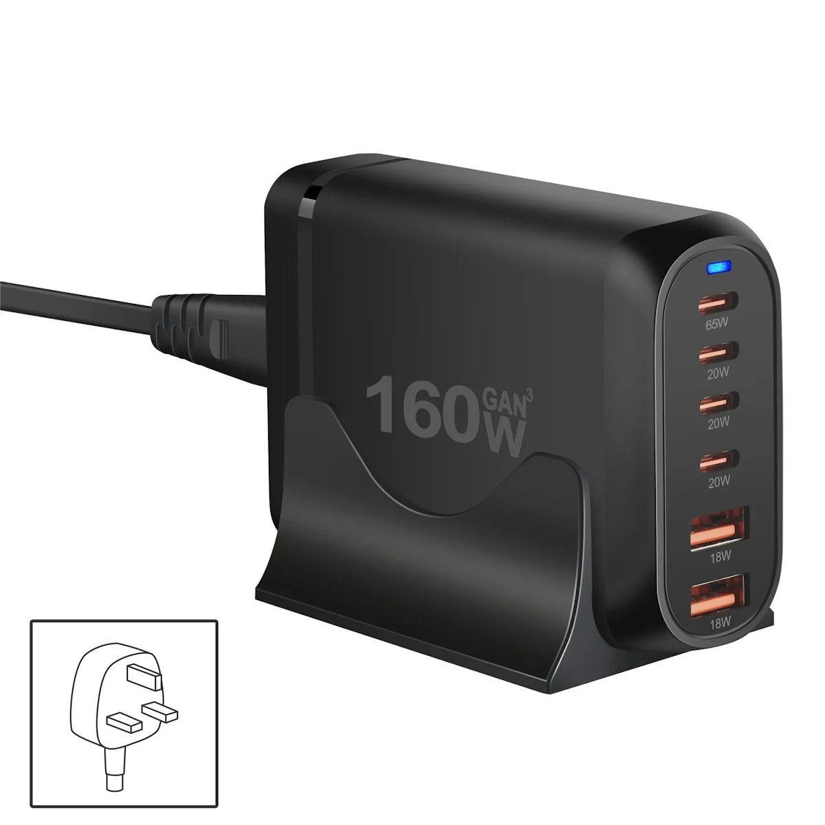 160W GaN 6 Ports Fast Charging Station - custom logo