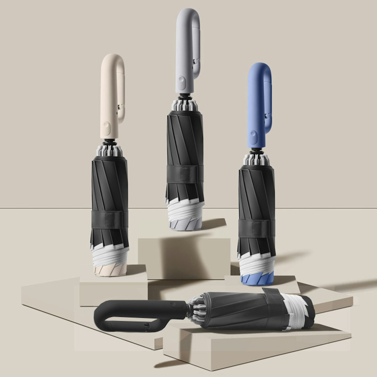 23’’ Evo Automatic Foldable Umbrella with Carabiner (with UV Coating) - in logo