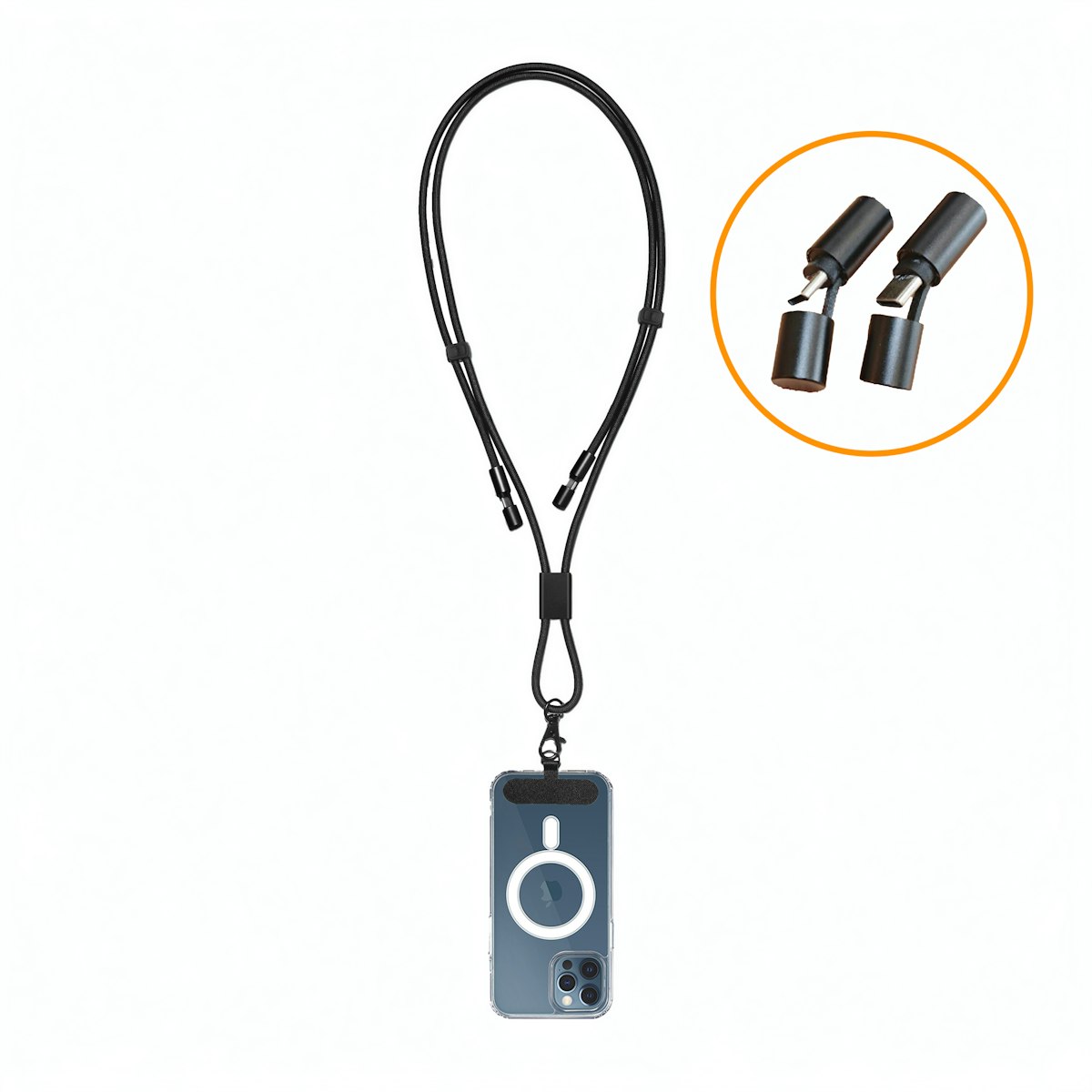 Adjustable 2-in-1 USB-C Charging Lanyard (60W) - in logo