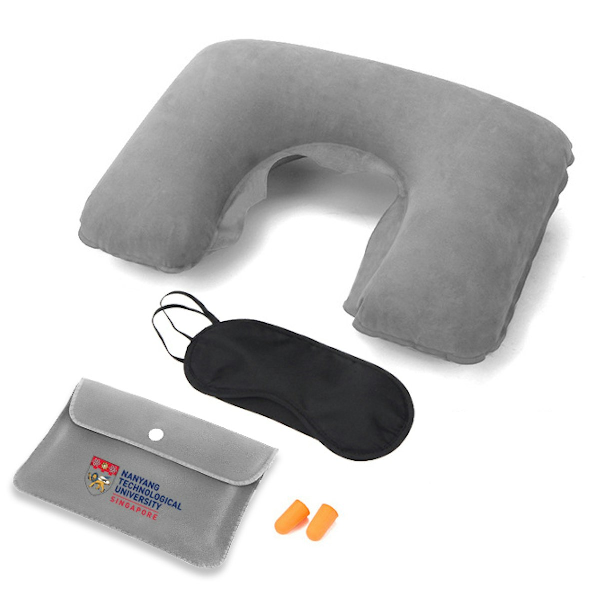 Inflatable Neck Pillow with Eye Mask and Ear Plugs Set - custom logo