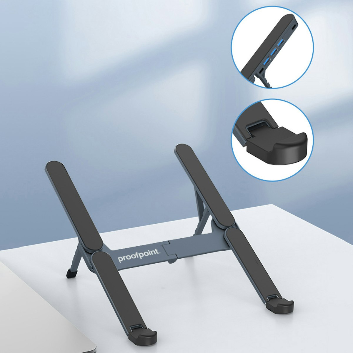 Cosma Adjustable Laptop Stand With USB Hub - custom logo