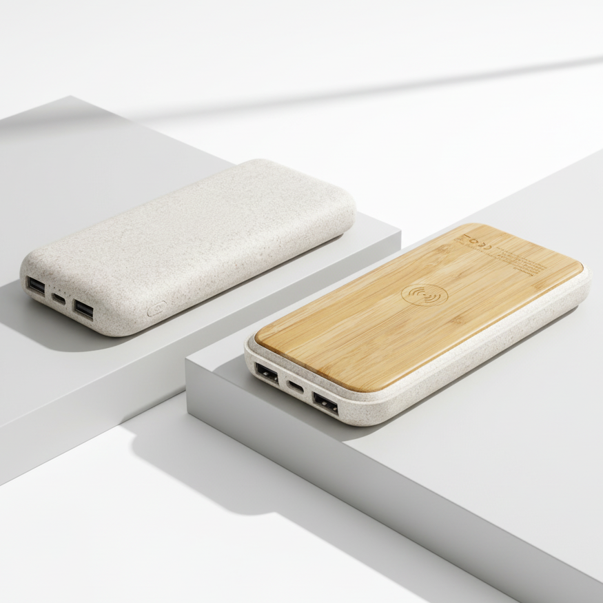 10,000mAh TerraCharge Bamboo Wireless Powerbank - custom logo thumbnail 2