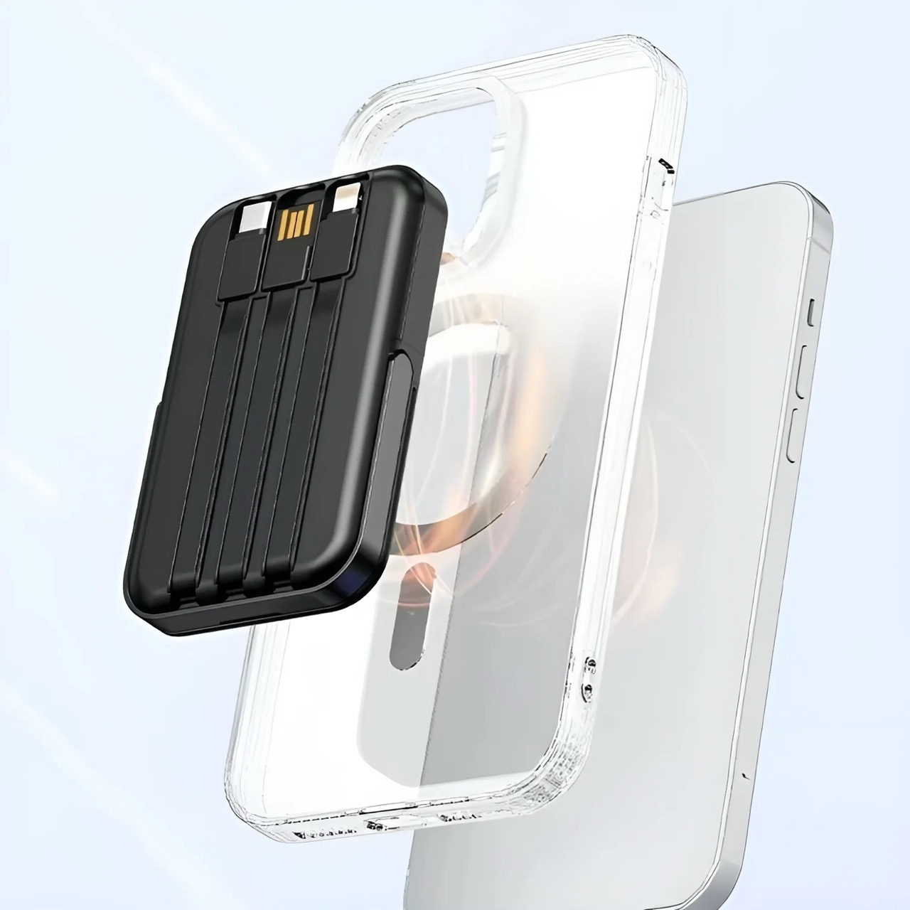 Pin Sạc Dự Phòng Từ Tính Không Dây 10,000mAh Cao Cấp, Kèm Cáp Sạc & Giá Đỡ - in logo thumbnail 2