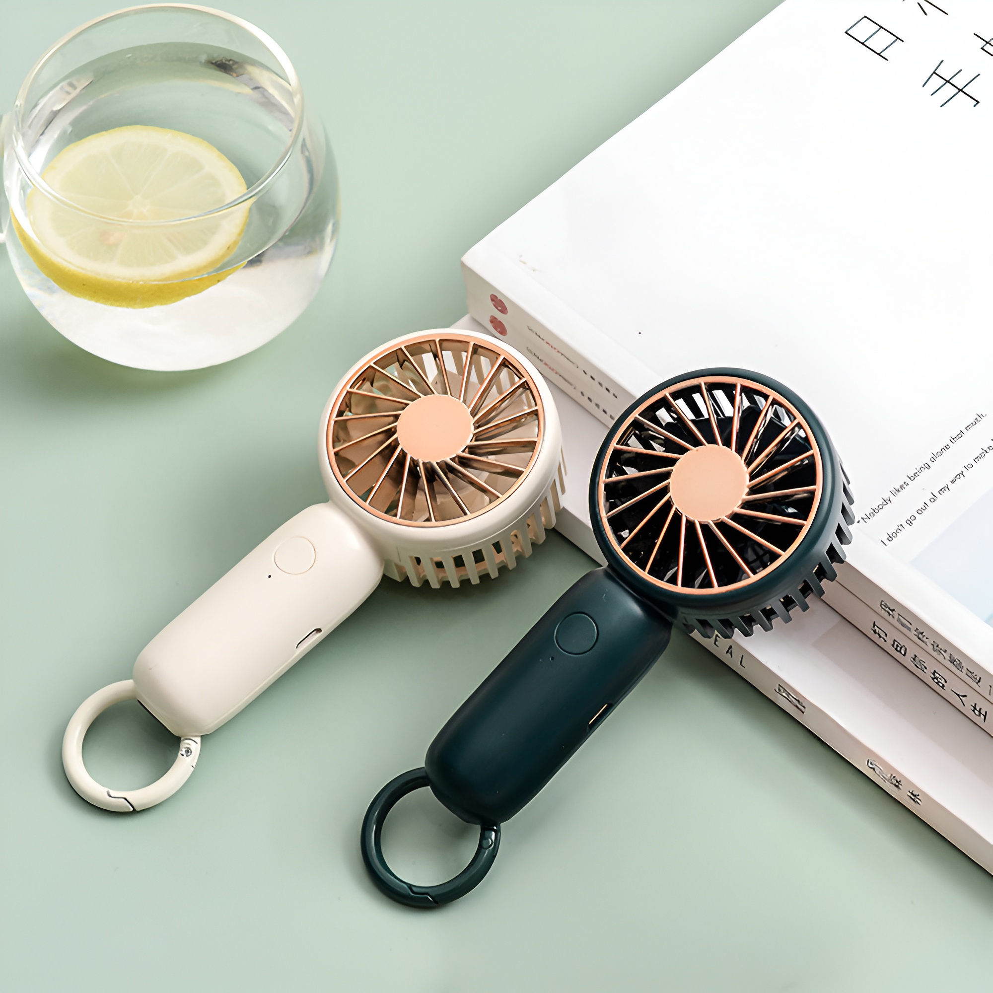 Quạt Cầm Tay Kèm Móc Khóa Carabiner - in logo thumbnail 2