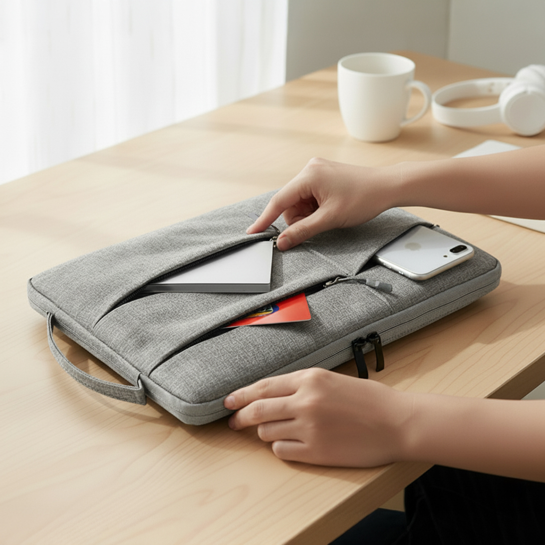 13 Inch Laptop Sleeve with Multi Zip Design and Handle - custom logo thumbnail 2