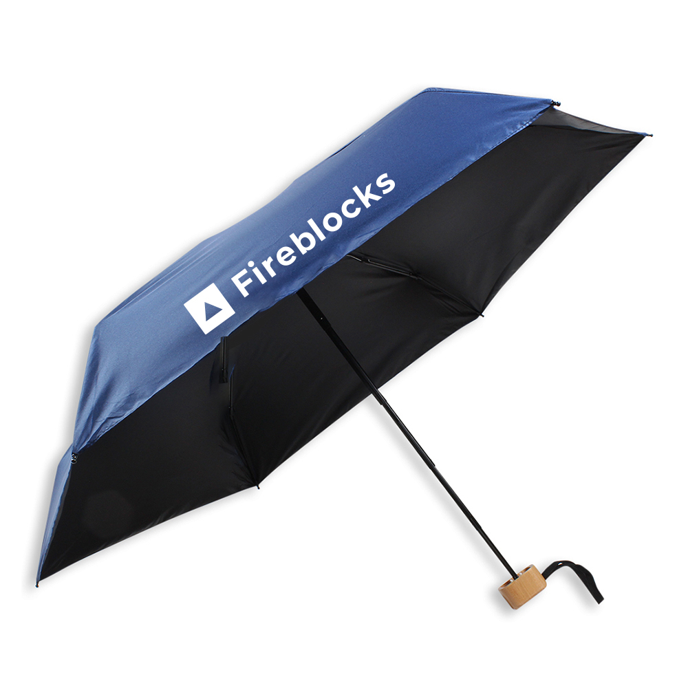 19'' Compact Lightweight RPET Umbrella (with UV Coating & Bamboo Handle) - custom logo thumbnail 2