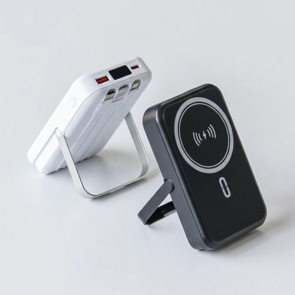 Pin Sạc Dự Phòng Từ Tính Không Dây 10,000mAh Cao Cấp, Kèm Cáp Sạc & Giá Đỡ - in logo thumbnail 3