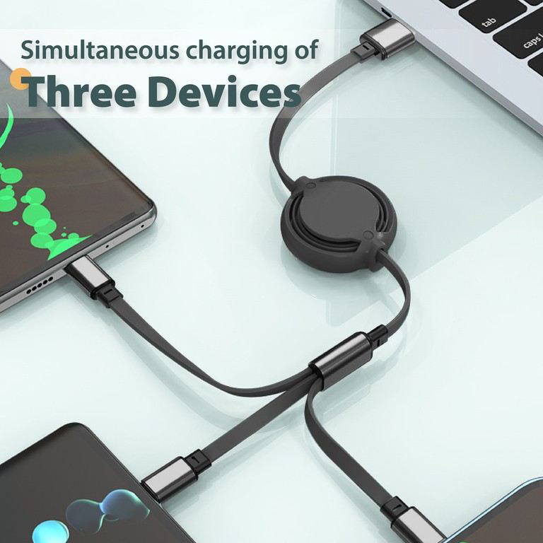 3 in 1 Fast Charging Retractable Cable ( 2.4A ) - custom logo thumbnail 3