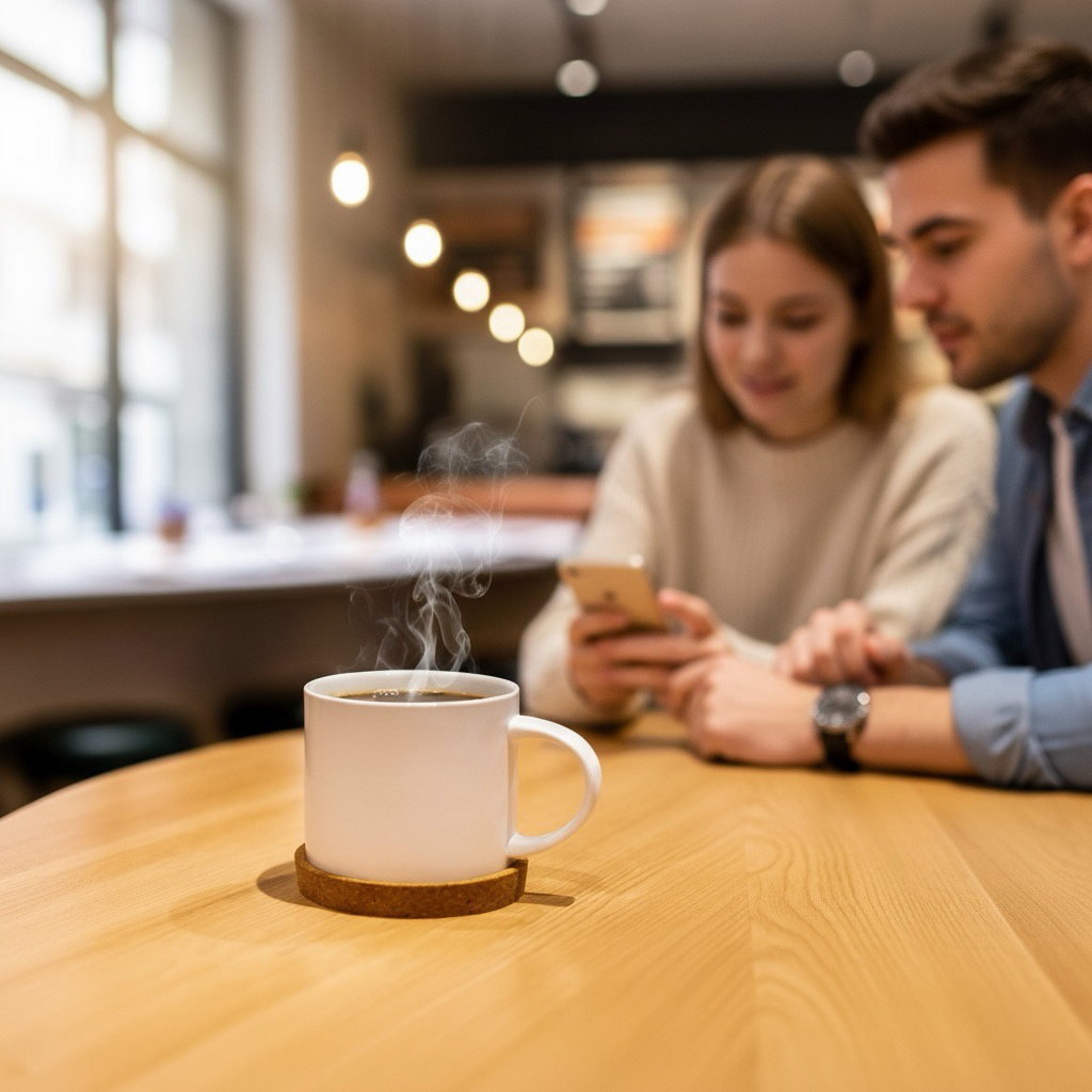 Bộ Ly Sứ Cao Cấp 500ml Kèm Đế Lót Ly Bần - in logo thumbnail 3