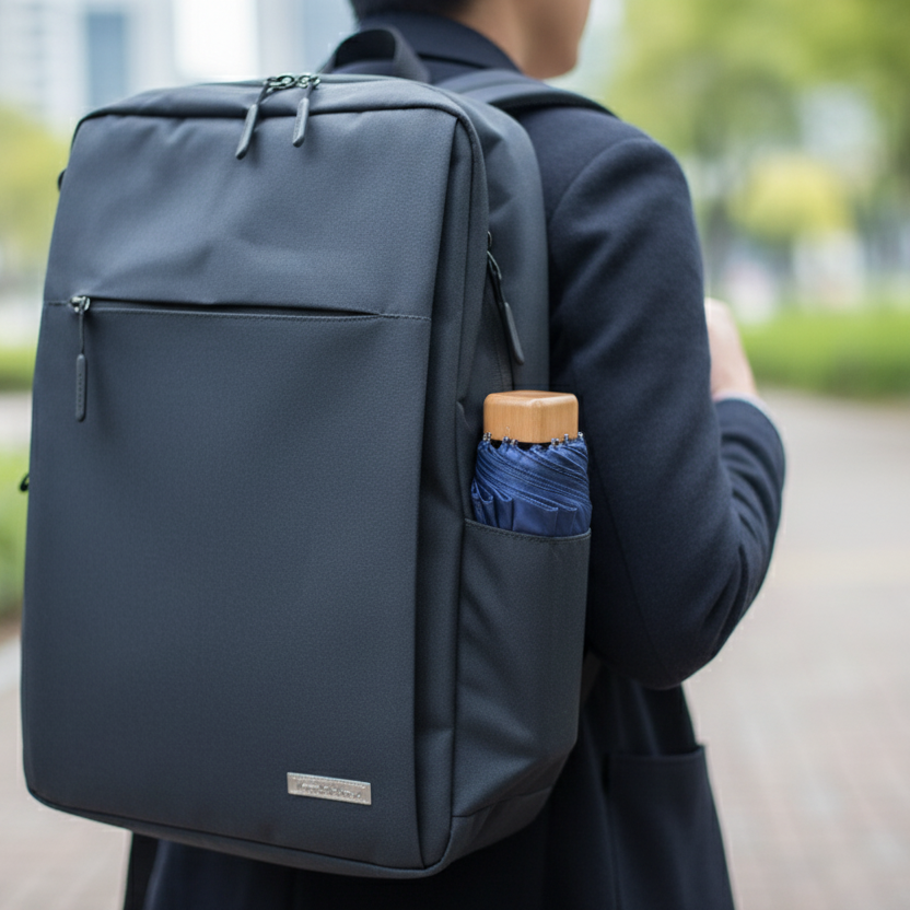 19'' Compact Lightweight RPET Umbrella (with UV Coating & Bamboo Handle) - custom logo thumbnail 3