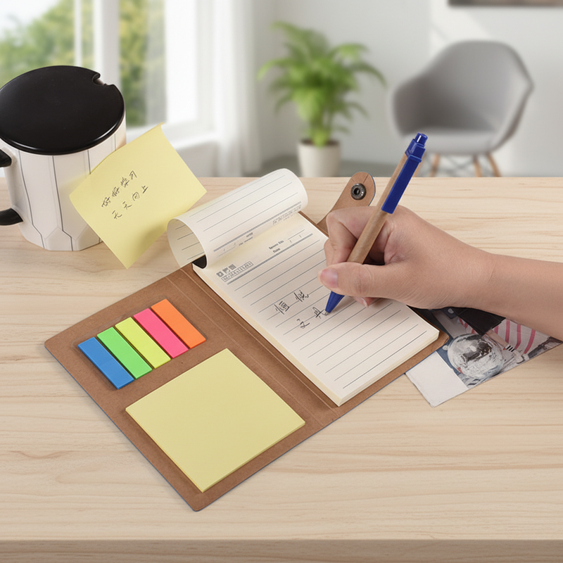 Lux Leather Notebook With Post It & Pen - custom logo thumbnail 4