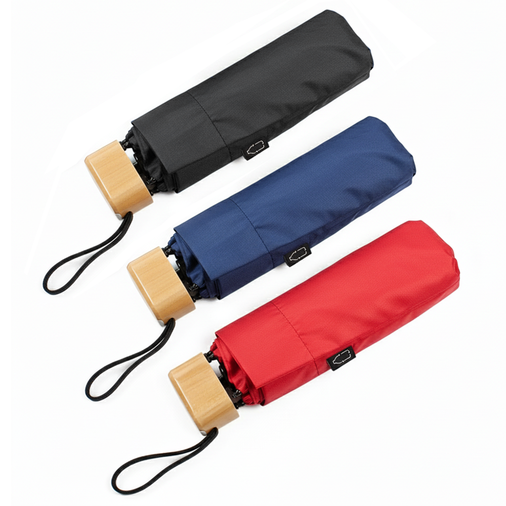 19'' Compact Lightweight RPET Umbrella (with UV Coating & Bamboo Handle) - custom logo thumbnail 4