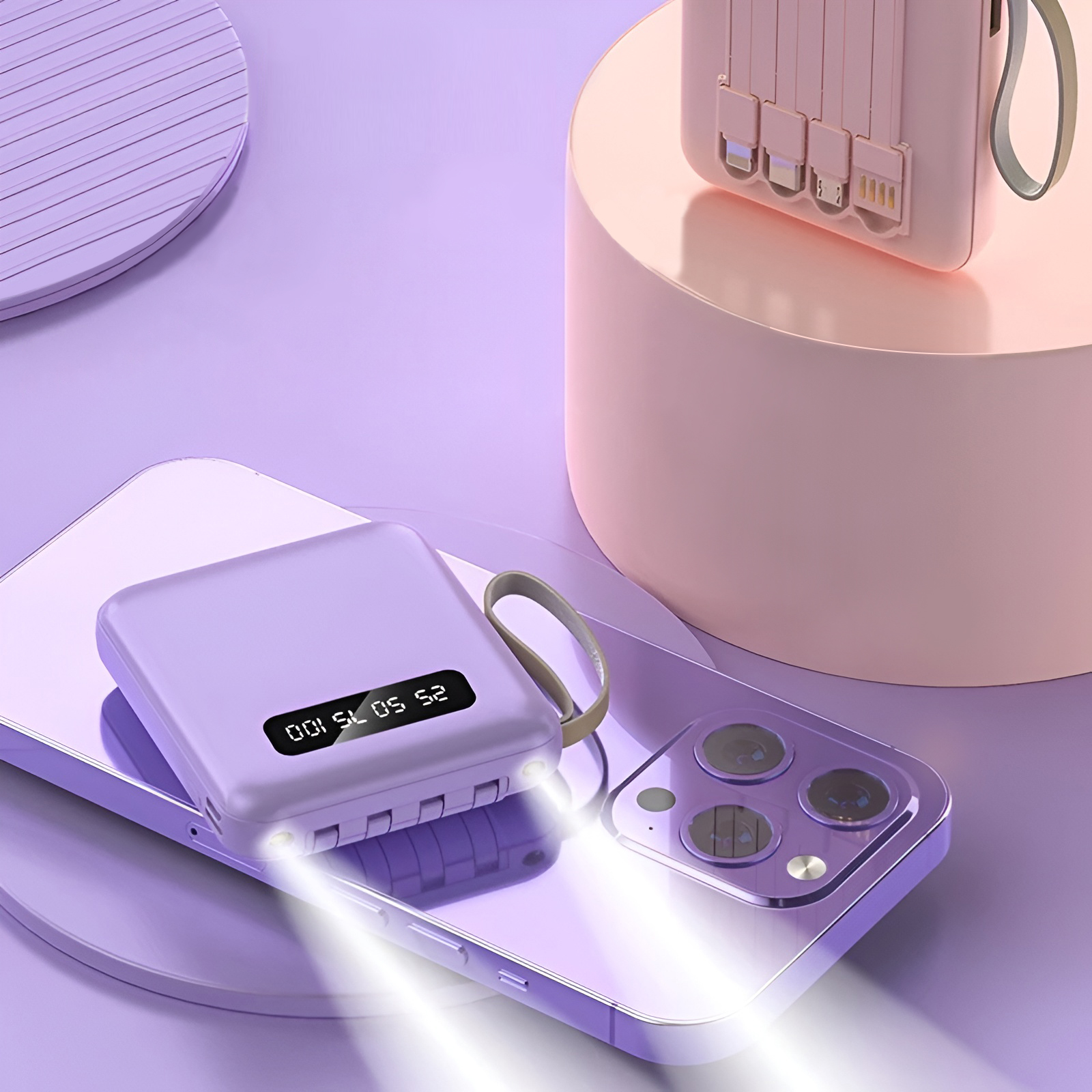 Pin Sạc Dự Phòng 10,000mAh Siêu Nhỏ Gọn Kèm Cáp Sạc Đa Năng - in logo thumbnail 5