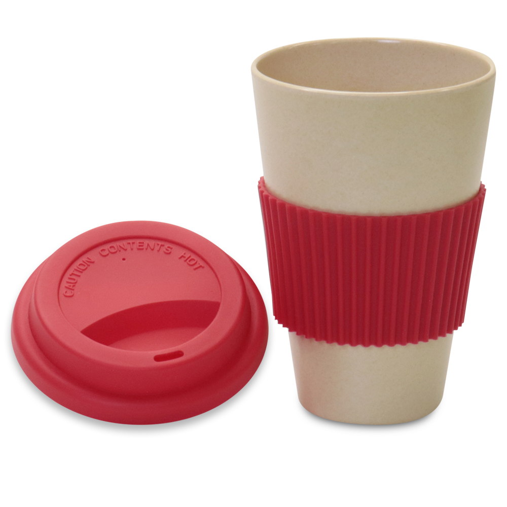 400ml Bamboo Fibre Mug with Lid & Sleeve - custom logo thumbnail 5