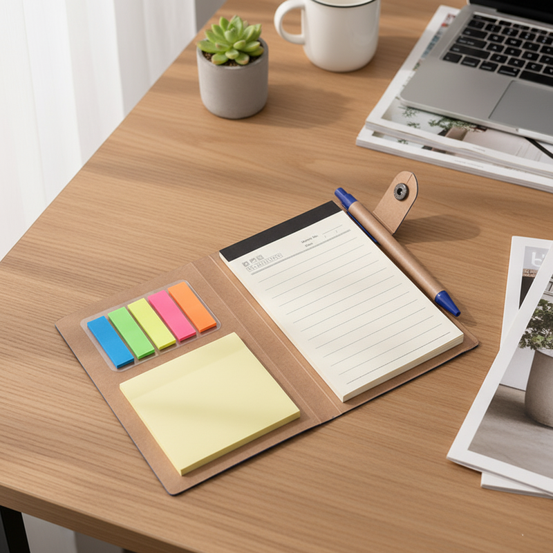 Lux Leather Notebook With Post It & Pen - custom logo thumbnail 5