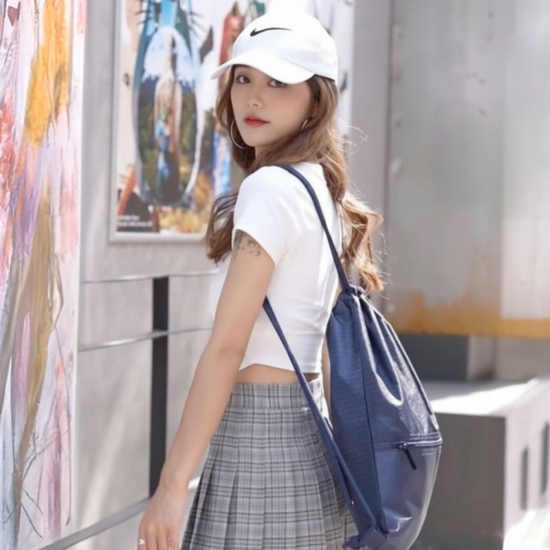 High Quality Drawstring Bag with Front Pocket (Water-Resistant) - custom logo thumbnail 6