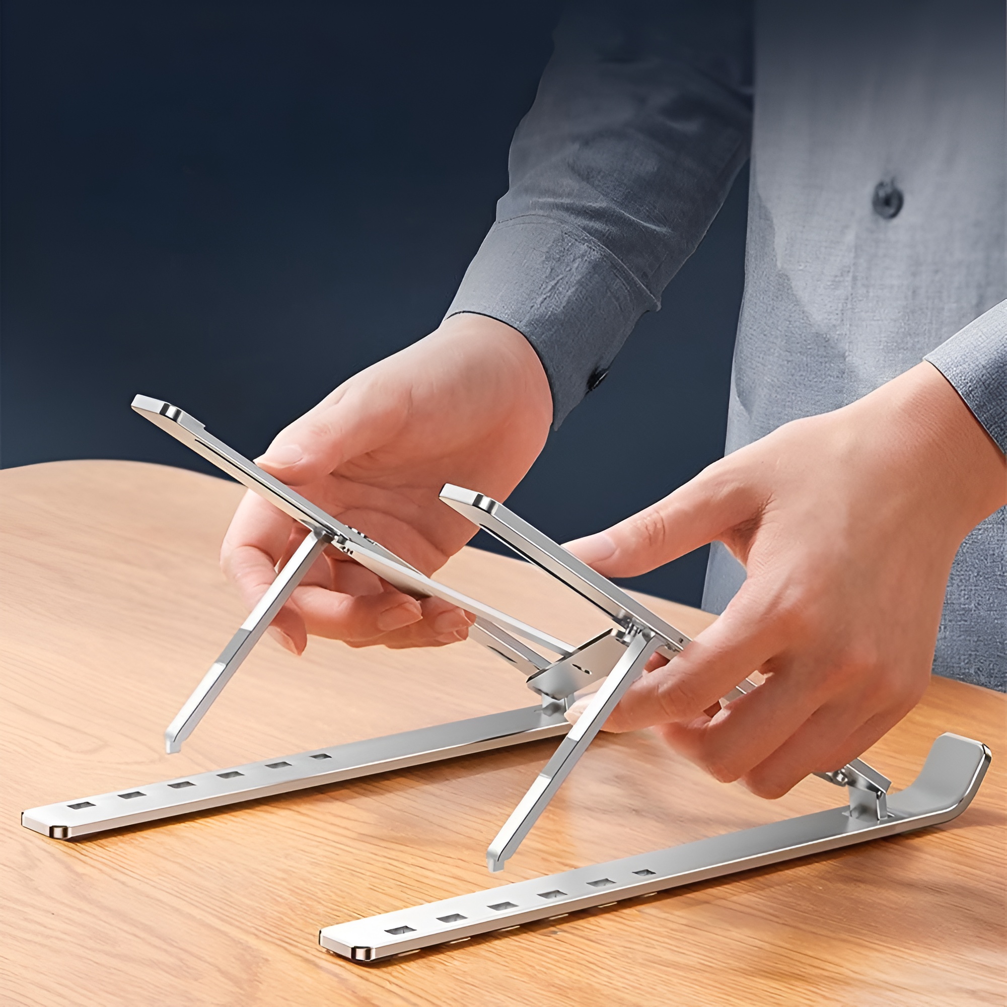Aluminium Folding Laptop Stand - custom logo thumbnail 6
